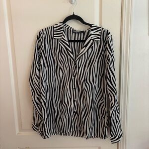 The Kript Zebra Print Button-Up Blouse